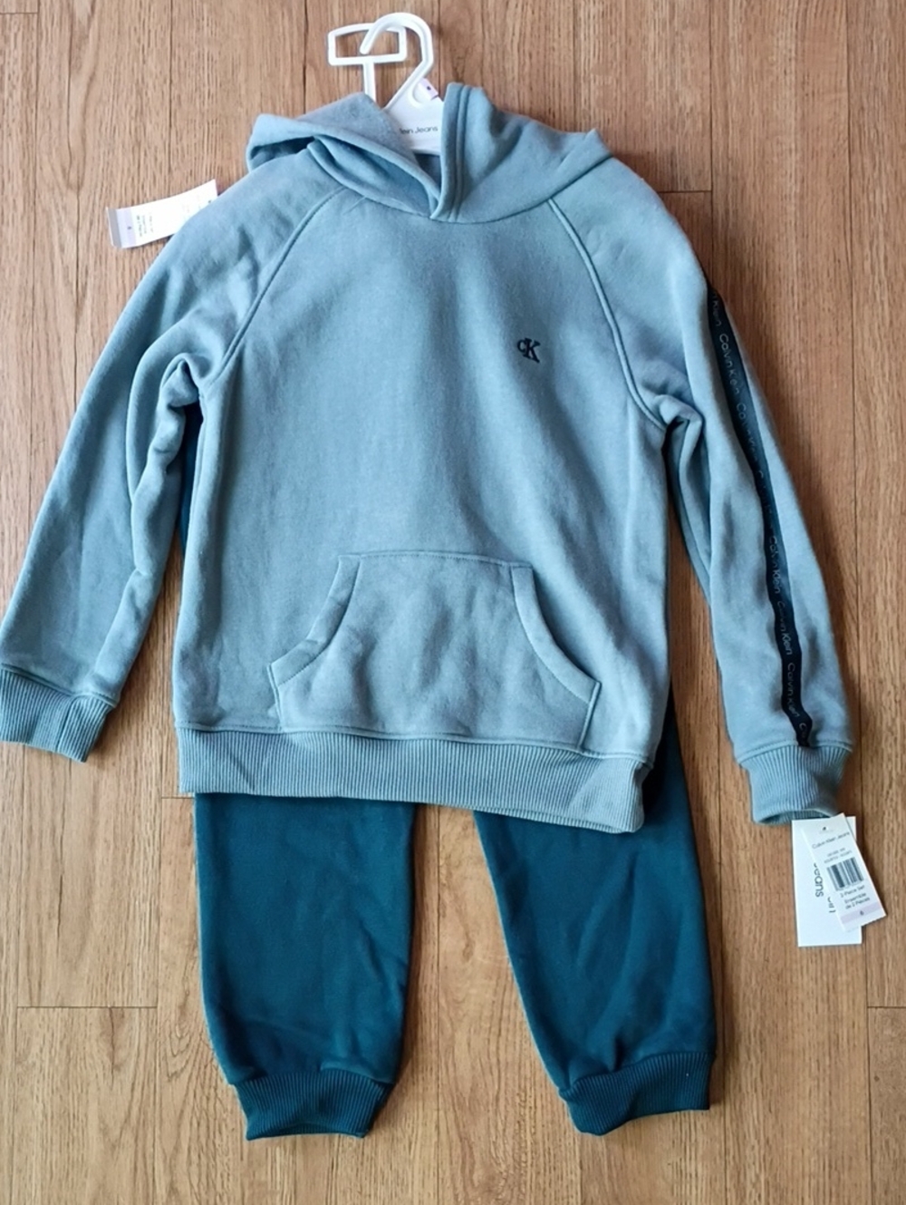 Calvin Klein Kids Sage Hoodie with Teal Joggers